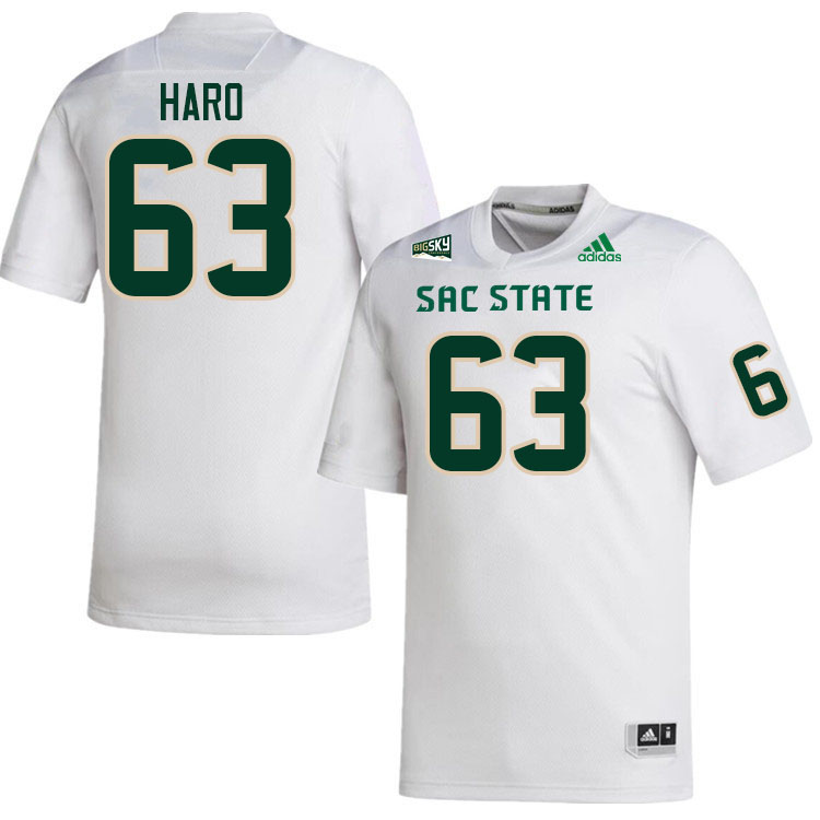 Sacramento State Hornets #63 Maximillian Haro College Football Jerseys Stitched Sale-White